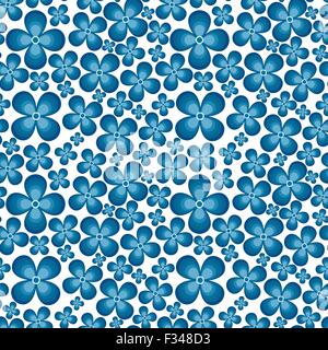 Modello senza cuciture con fiori di colore blu Illustrazione Vettoriale
