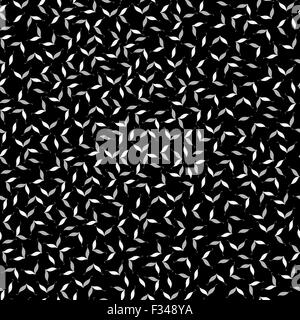 Seamless sfondo monocromo di foglie disposte casualmente su nero Illustrazione Vettoriale