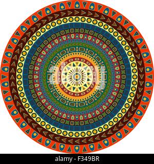 Cerchia di piccoli e semplici forme grafiche. Estate sfondo in stile etnico. Illustrazione Vettoriale