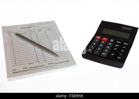 La foto mostra un sovraccarico con una calcolatrice Foto Stock