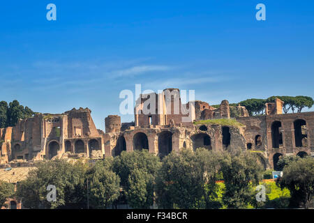 Thr rovine della Domus Augustea sul bordo del Circo Massimo Roma Italia Foto Stock