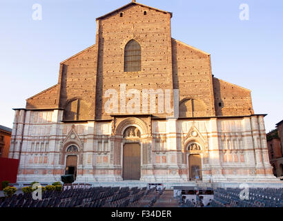 La Basilica di San Petronio è la chiesa principale di Bologna, Emilia Romagna, Italia settentrionale Foto Stock