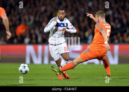 Lione, Francia. 29Sep, 2015. UEA Champions League stadi di gruppo. Lione rispetto a Valencia. ALEXANDRE LACAZETTE (ol) Credito: Azione Sport Plus/Alamy Live News Foto Stock