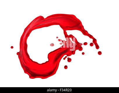 Schizzi di sangue isolato su bianco con percorso di clipping. Foto Stock