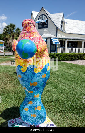 Fort ft. Pierce Florida, Seven Gables House, Centro visitatori, centro di osservazione ed educazione dei Manatee, vetroresina, statua, scultura, viaggio dei visitatori Foto Stock