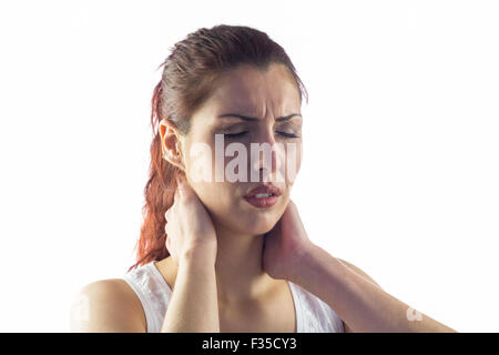 Close-up di donna collo di tenuta Foto Stock