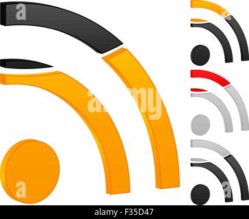 Icona RSS su uno sfondo bianco. Illustrazione Vettoriale. Illustrazione Vettoriale