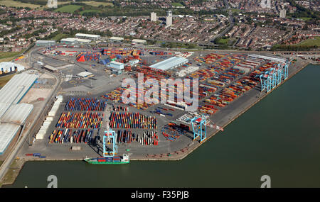 Vista aerea del Seaforth dock in Liverpool, Merseyside, Regno Unito Foto Stock