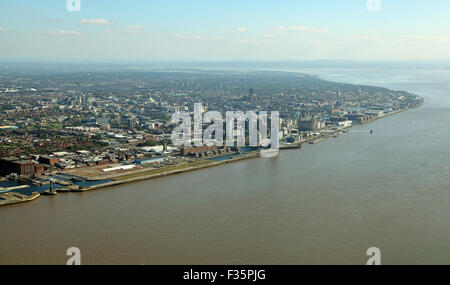 Vista aerea del Liverpool City skyline, REGNO UNITO Foto Stock