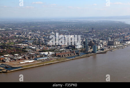 Vista aerea del Liverpool City skyline, REGNO UNITO Foto Stock