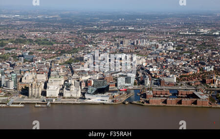 Vista aerea del Liverpool City skyline, REGNO UNITO Foto Stock