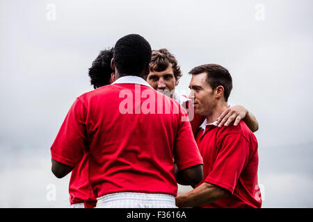 Giocatori di rugby per celebrare una vittoria Foto Stock