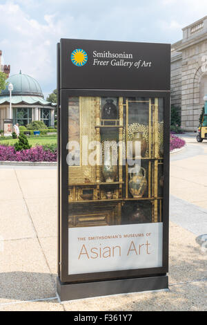 Segno per lo Smithsonian Freer Gallery of Art di Washington DC Foto Stock