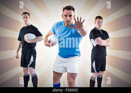 Immagine composita di agguerriti giocatori di rugby Foto Stock