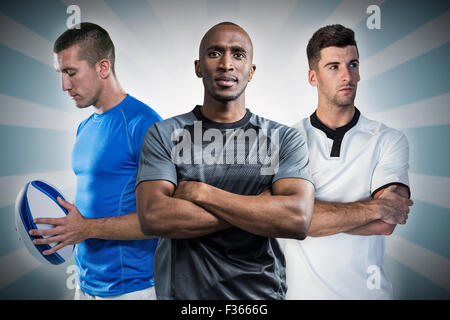 Immagine composita di agguerriti giocatori di rugby Foto Stock