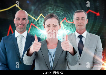 Immagine composita di colleghi d'affari sorridente in telecamera Foto Stock