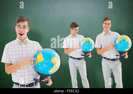 Immagine composita del nerd con globo Foto Stock