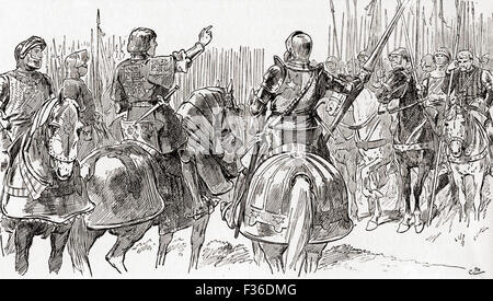 Una scena da William Shakespeare re Richard III, Atto V, scena 2. Richmond: "Fellows in armi e il mio più amorevole amici, bruis'd sotto il giogo della tirannia". Illustrazione da Gordon Browne. Foto Stock