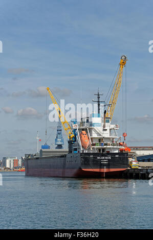 Il bulk carrier Wilson vivaio del carico alla scogliera Quay dock sul fiume til Orwell,Ipswich,UK Foto Stock