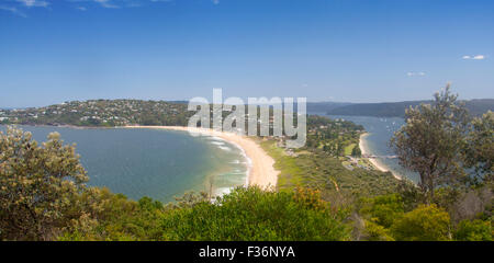 Palm Beach e Pittwater dalla testa Barrenjoey Spiagge Nord Sydney NSW Australia Foto Stock