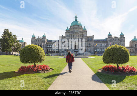 Gli edifici del Parlamento europeo nel neobarocco stile rinascimentale, Victoria, Isola di Vancouver, British Columbia, Canada, America del Nord. Foto Stock