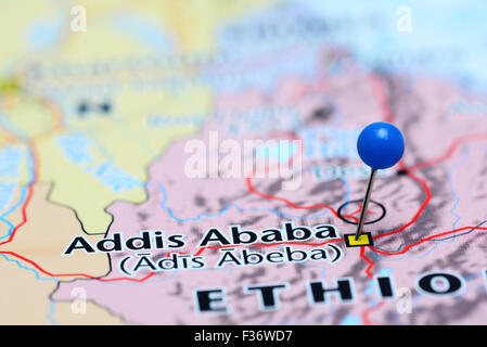 Addis Abeba imperniata su una mappa di Asia Foto Stock