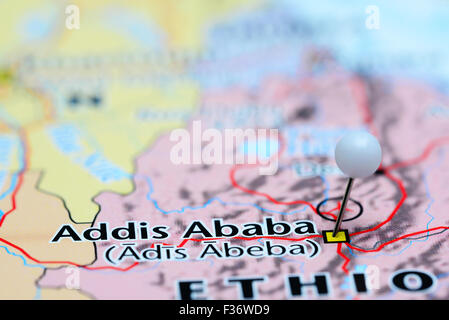 Addis Abeba imperniata su una mappa di Asia Foto Stock