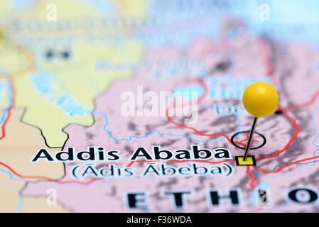 Addis Abeba imperniata su una mappa di Asia Foto Stock