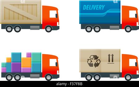 Il vettore consegna logo design modello. carrello o icona di autotrasporti Illustrazione Vettoriale