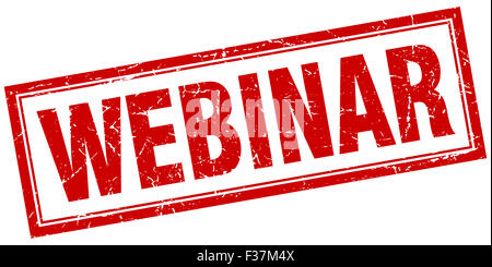 Webinar quadrato rosso timbro grunge su bianco Foto Stock