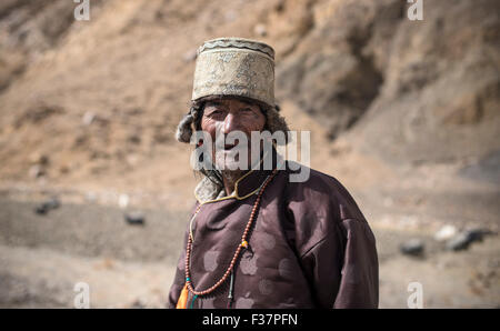 Ovini e caprini shephard in Tibet Foto Stock