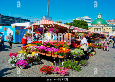 Pressione di stallo di fiori, Kauppatori, la piazza del mercato, Turku, Finlandia Foto Stock