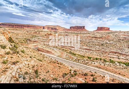 Cielo tempestoso oltre il Parco Nazionale di Canyonlands, Island in the Sky district, Utah, Stati Uniti d'America. Foto Stock