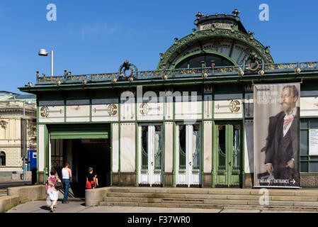 Lo stile Liberty Padiglione della city train, Vienna, Austria, il patrimonio mondiale Foto Stock