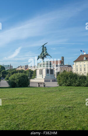 Statua di Arciduca Karl, il Palazzo di Hofburg di Vienna Foto Stock