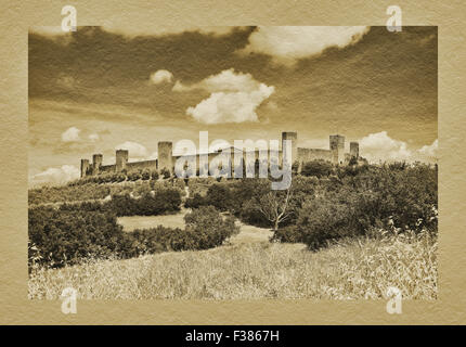 Comune medievale Monteriggioni, costruire tra il 1213 e il 1219 sul Monte Ala hill, Toscana, Italia centrale, Italia, Europa Foto Stock