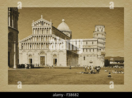 Vista del Duomo di Santa Maria Assunta e la Torre Pendente di Pisa, 57 metri di altezza, Pisa, Toscana, Italia, Europa Foto Stock