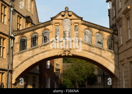 Il ponte di Hertford, conosciuto popolarmente come il Ponte dei Sospiri, New College Lane, Oxford, Oxfordshire, Regno Unito. Foto Stock