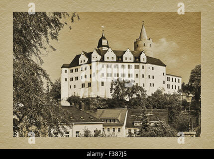 Wildeck Castello è un ex residenza di caccia in Zschopau, Erzgebirgskreis, in Sassonia, Germania, Europa Foto Stock