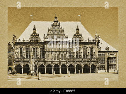 Vista sulla piazza del mercato per il municipio, la libera città anseatica di Brema, Germania, Europa Foto Stock