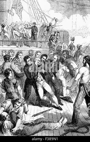 La morte di Ammiraglio Lord Nelson sulla HMS Victory sulla 21 ottobre 1805 durante la Battaglia di Trafalgar. Hanno combattuto con la Royal Navy contro l insieme delle flotte del francese e spagnolo Marine durante la guerra della terza coalizione delle guerre napoleoniche. Ventisette navi britanniche della linea ha portato dall'Ammiraglio Lord Nelson a bordo HMS Victory sconfitto trentatré francese e spagnolo di navi di linea sotto il francese Ammiraglio Villeneuve nell'Oceano Atlantico al largo della costa sud-occidentale di Spagna, appena ad ovest di Capo Trafalgar, il franco-spagnolo flotta perduta ventidue navi, senza una sola nave britannica perso Foto Stock