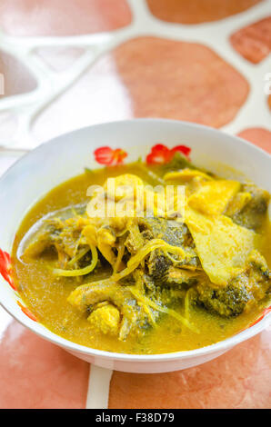 Sour zuppa di pesce e conserve di bambù , stile thai meridionale, cibo Foto Stock