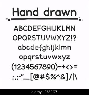 Disegnata a mano lettere e numeri Illustrazione Vettoriale