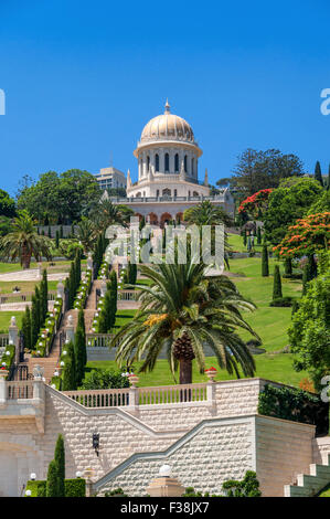 Santuario del Bab con giardini pensili di Haifa Foto Stock