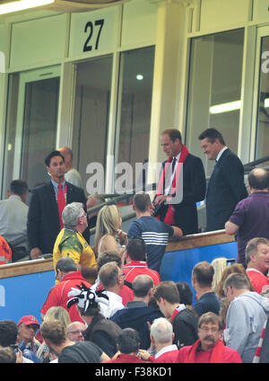 Cardiff, Galles, UK. 1 Ottobre, 2015. S.a.r. il principe William al Galles vs Fiji, Millennium Stadium Cardiff Wales Rugby World Cup 2015, Regno Unito Credito: Jules annan/Alamy Live News Foto Stock