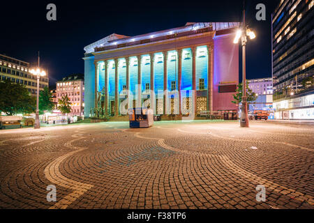 Hötorget di notte, in Norrmalm, Stoccolma, Svezia. Foto Stock