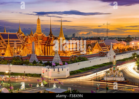 Bangkok, Thailandia presso il Tempio del Budda di smeraldo e Gran Palazzo. Foto Stock