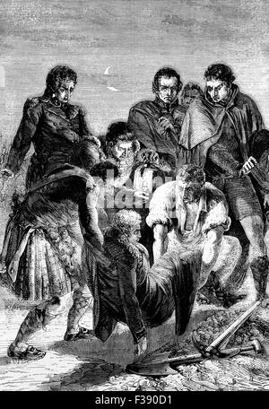 Lieutenant-General Sir John Moore, KB (13 novembre 1761 - 16 gennaio 1809) era un soldato britannico e generale. La sepoltura di Sir John Moore dopo la sua morte nella Battaglia di La Coruña, in cui egli ha resistito all'esercito francese sotto il maresciallo Soult durante la Guerra Peninsulare. Foto Stock