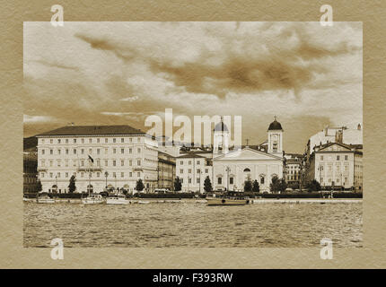 Vista della Chiesa greco-ortodossa di San Nicolò dei Greci, Trieste, Friuli Venezia Giulia, Italia, Europa Foto Stock