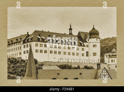 Vista della città e del castello di Stolberg/Harz, comune Suedharz, Mansfeld-Suedharz, Sassonia-Anhalt, Germania, Europa Foto Stock
